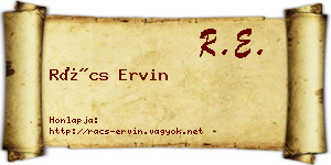 Rács Ervin névjegykártya