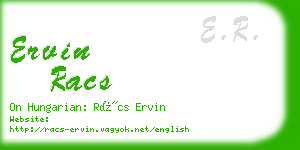 ervin racs business card